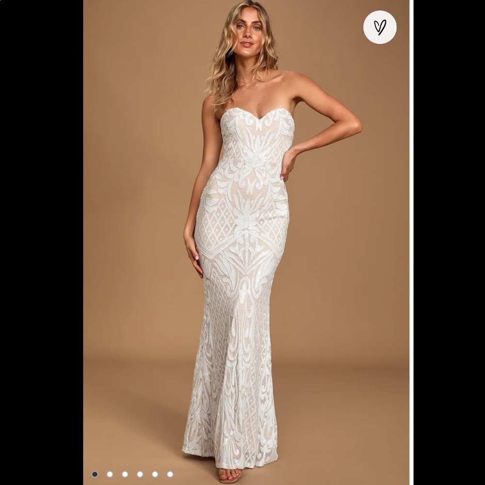 SEQUIN STRAPLESS MAXI DRESS